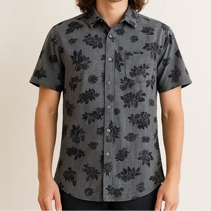 Dravus Gray Floral Button-Up Shirt | Size M